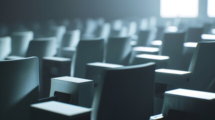 Obraz premium Rows of seats in empty auditorium : Generative AI
