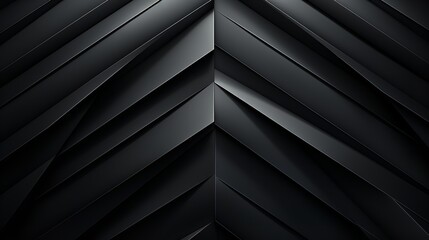 Obraz premium A high-resolution close-up of a black chevron pattern. The chevrons are small and evenly spaced, creating a sense of depth and texture. The black background is pure and solid