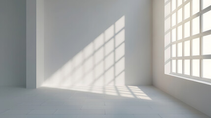 Minimalist room with shadow overlay : Generative AI