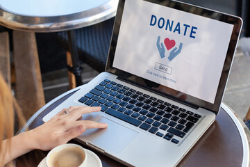 Donate to charity, donation concept. Give help by sending money to non-profit and charity organizations.