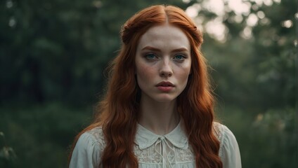 Fototapeta premium Portrait of a Red-Haired Beauty, Ai generated 