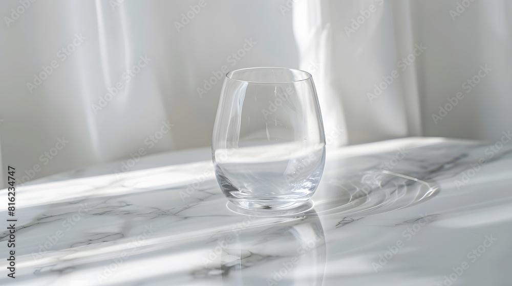 Aufkleber glassware washing and purity concept clean empty glass on marble table : generative ai