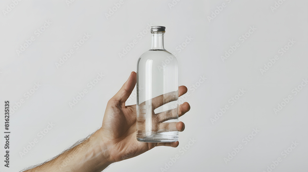 Aufkleber Empty Hand showing gesture holding the bottle smartphone or something isolated on white background with clipping path : Generative AI