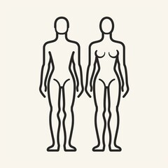 Line drawing of human body illustration for medical theme promotion