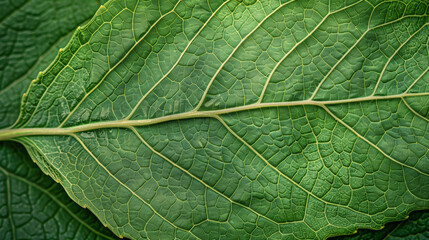 Fototapeta premium Texture of a leaf, intricate network of veins, vivid green color.
