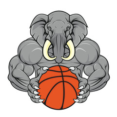 basketball mascot elephant vector illustration design