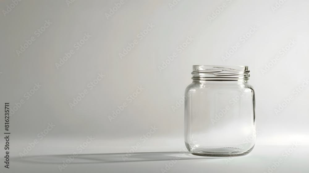 Poster empty glass jar isolated on white with clipping path : Generative AI