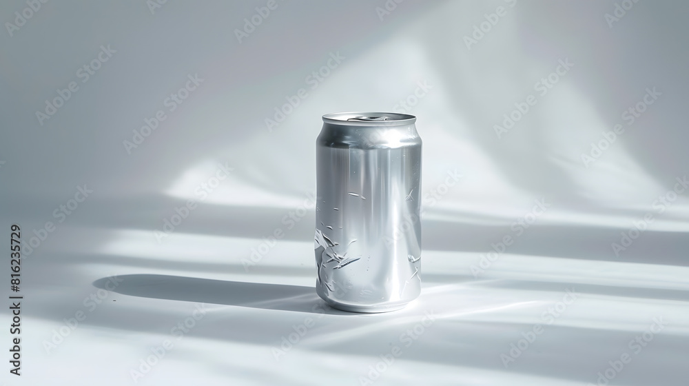 Poster object on white crumpled beverage can : generative ai