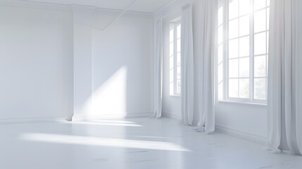 Fototapeta premium High resolution white room with window : Generative AI