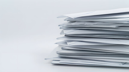 Stack of air mail envelopes on white background : Generative AI