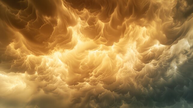 Intimate Close-Up of Mammatus Clouds Against Stormy Grey Background Showcasing Dramatic and Heavy Appearance