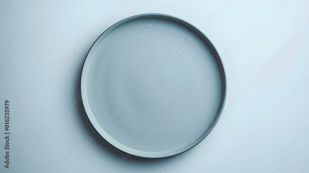 Poster Empty ceramic plate gray round tray plate isolated on white background with clipping path : Generative AI