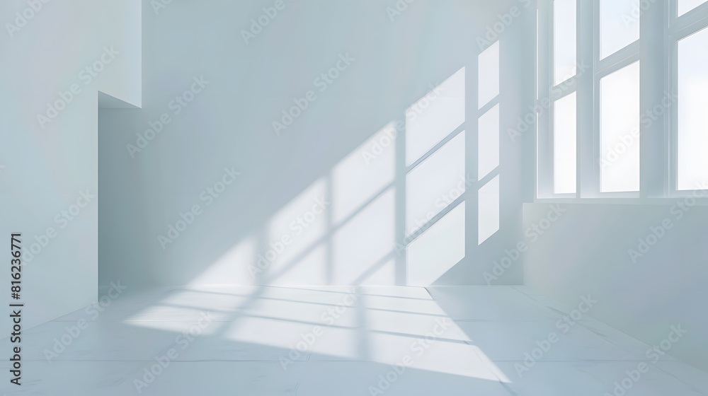 Aufkleber Minimal style interior room with white wall  3D rendering : Generative AI