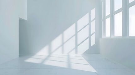 Fototapeta premium Minimal style interior room with white wall 3D rendering : Generative AI