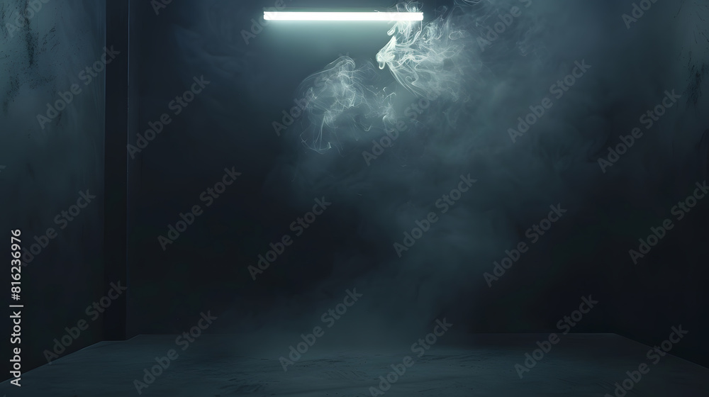 Aufkleber photo a dark empty room with smoke on the wall and a light on the ceiling : generative ai