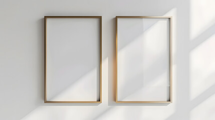 Two blank picture frame mockups on a wall Vertical orientation Artwork templates in interior design : Generative AI
