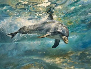 Dolphin Swimming in the Ocean