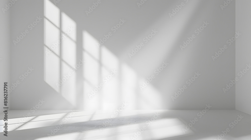Leinwandbilder Abstract white studio background for product presentation Empty room with shadows of window Display product with blurred backdrop : Generative AI