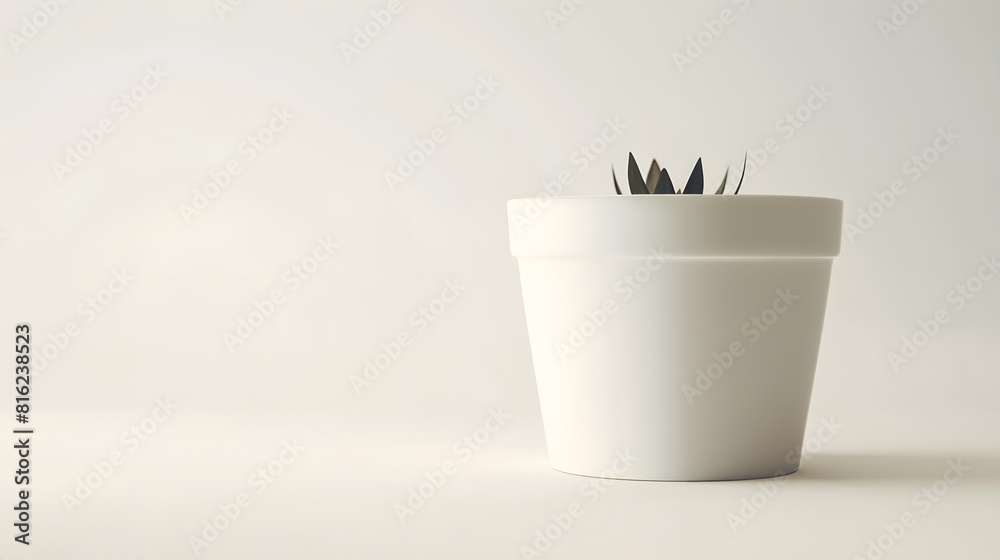 Poster empty flower pot isolated on white background : generative ai