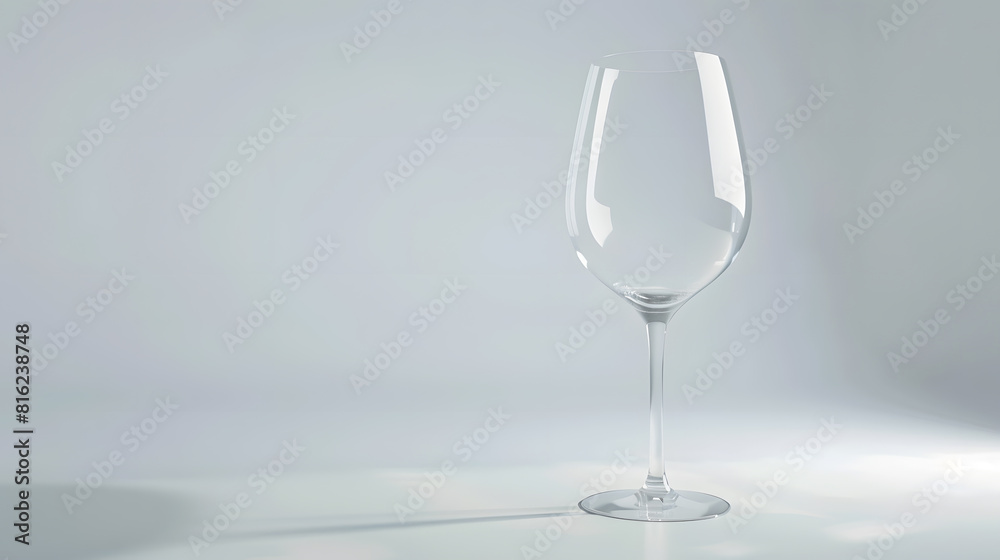 Poster Empty tall clear wine glassIsolated on white background3D Rendering : Generative AI