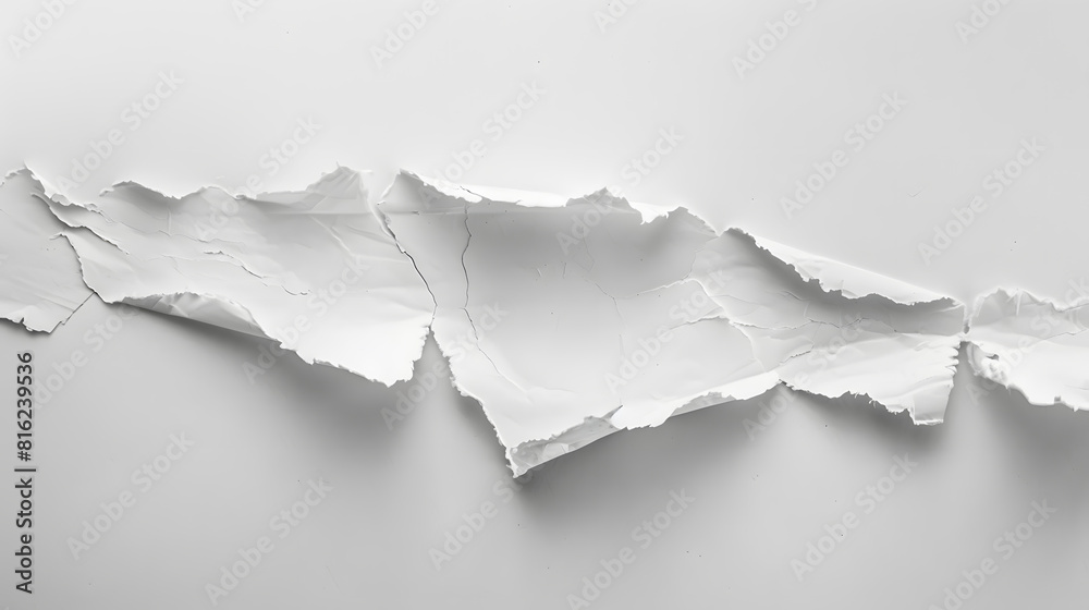Poster paper with torn edges over white background : generative ai