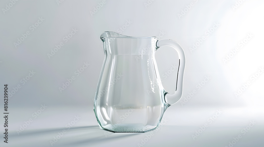 Poster Empty glass jug isolated on white background Clipping path : Generative AI