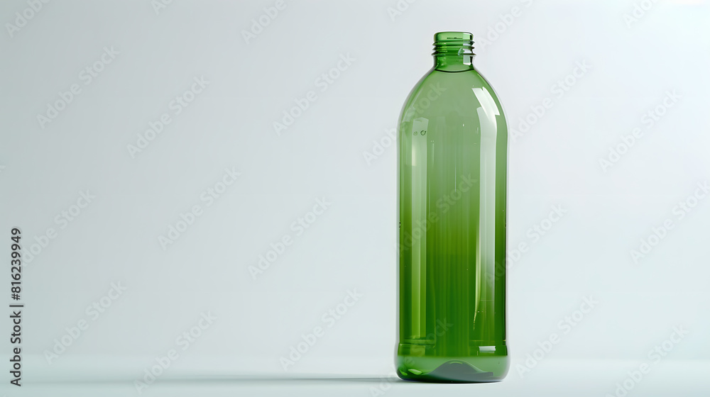 Poster front view of empty pet plastic green bottle isolated on white : generative ai
