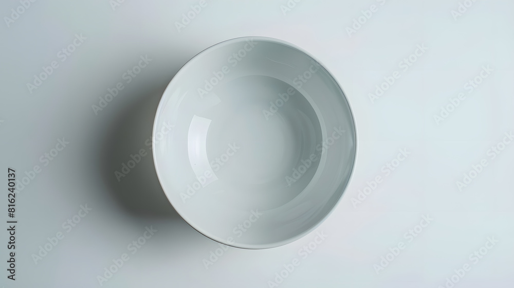 Poster clean empty ceramic bowl isolated on white top view : generative ai
