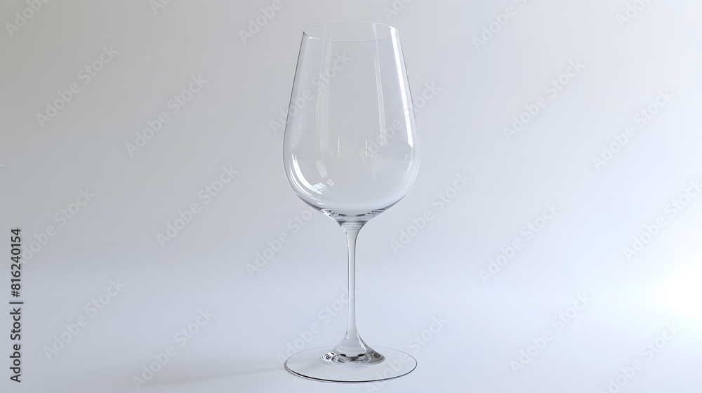 Poster Empty tall clear wine glassIsolated on white background3D Rendering : Generative AI