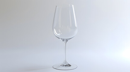 Empty tall clear wine glassIsolated on white background3D Rendering : Generative AI