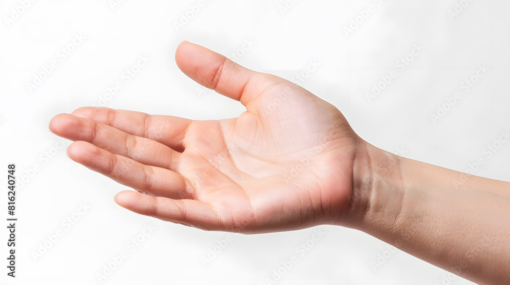 Aufkleber open the palm of the hand isolated on white backgroundclipping path : generative ai