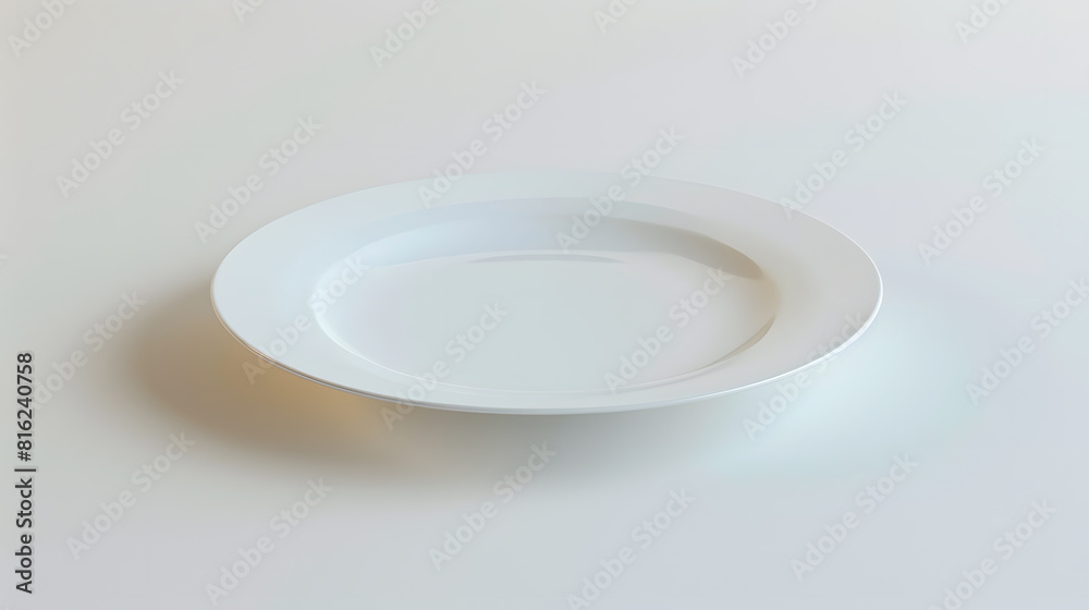 Aufkleber white plate in three dimensions on a white background : generative ai