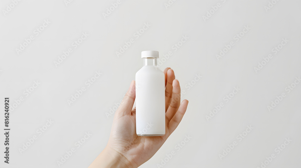 Aufkleber Empty Hand showing gesture holding the bottle smartphone or something isolated on white background with clipping path : Generative AI