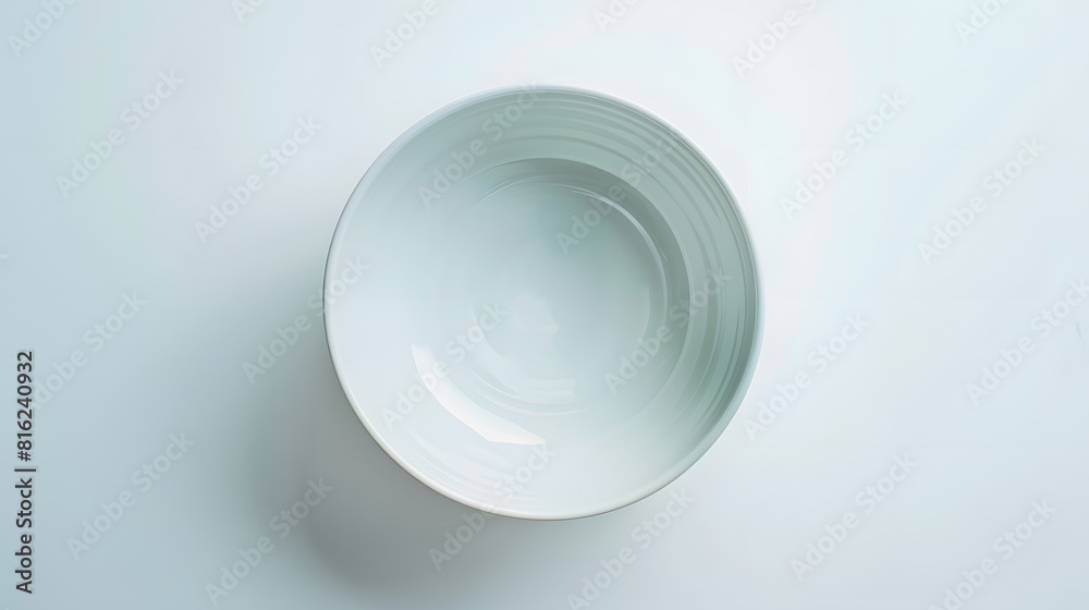 Poster empty porcelain bowl isolated on white top view : generative ai