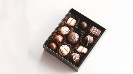 Empty box of chocolate candies isolated on white : Generative AI