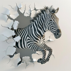 Zebra Jumps Out of Wall Hole