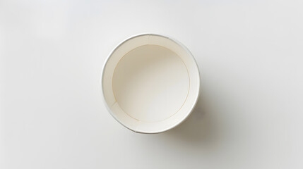 Top view of white empty disposable paper cup isolated on white : Generative AI