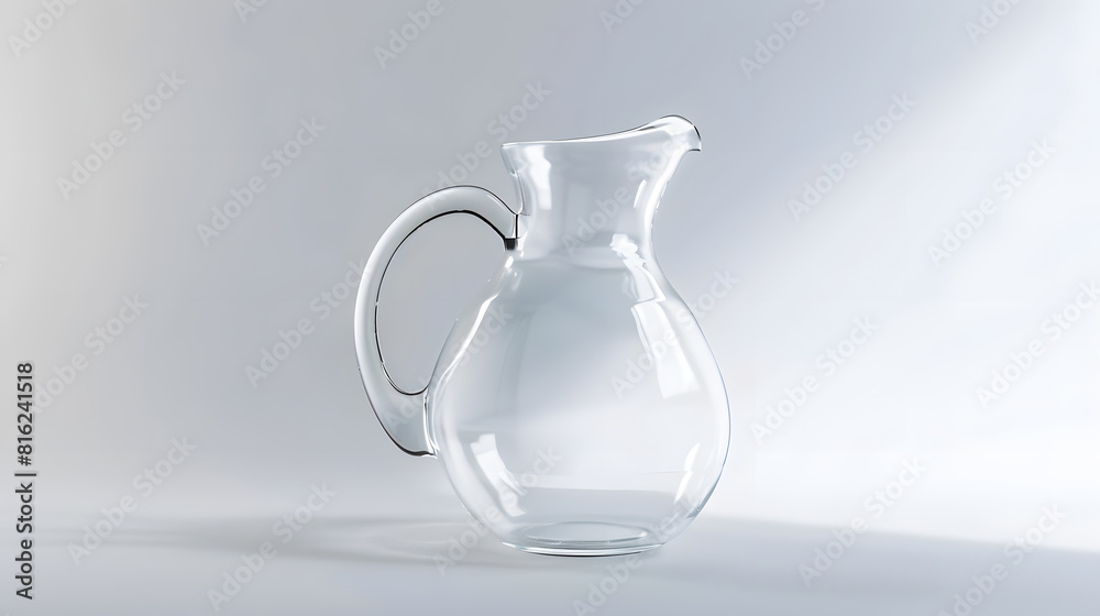 Poster Empty glass jug isolated on white background Clipping path : Generative AI
