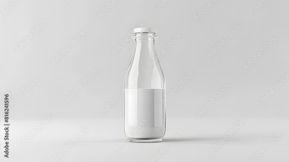 Aufkleber empty milk bottle isolated on white with clipping path : generative ai