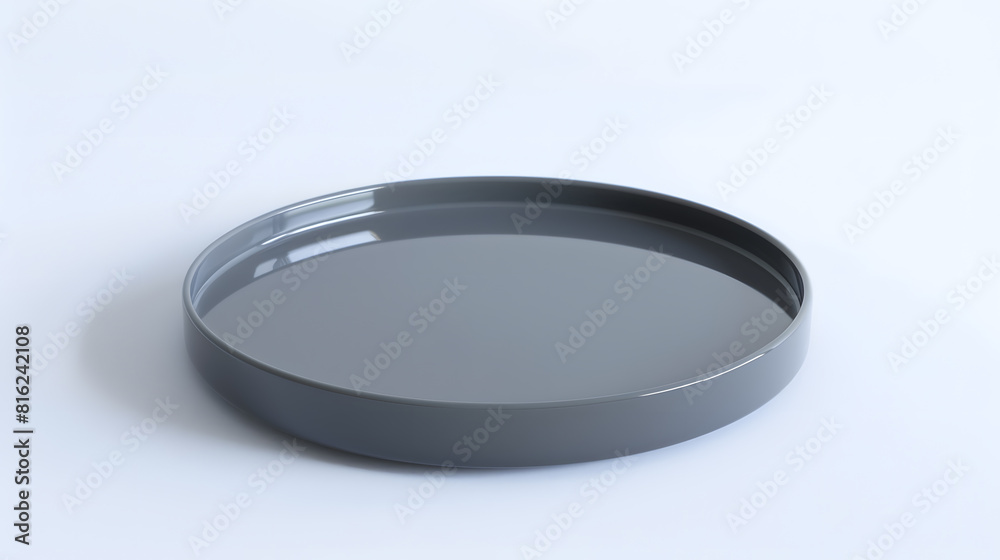 Poster empty ceramic plate gray round tray plate isolated on white background with clipping path : generati