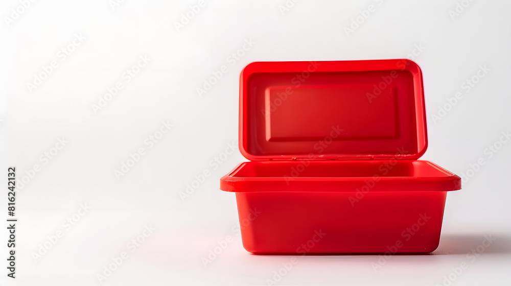 Aufkleber Open empty small red plastic box isolated on white background : Generative AI