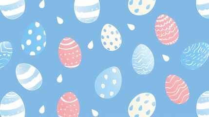 Vector illustration seamless background pattern of Easter eggs with various pattern designs.