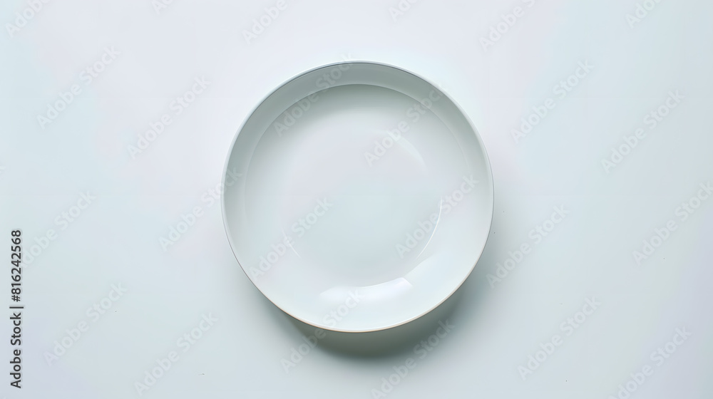 Aufkleber empty ceramic plate isolated on white top view : generative ai