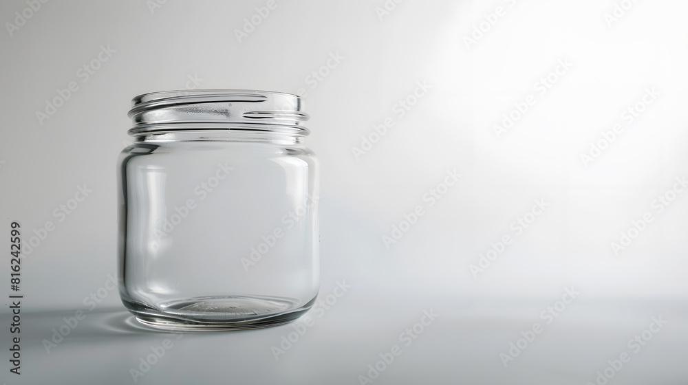 Poster empty glass jar isolated on white with clipping path : Generative AI