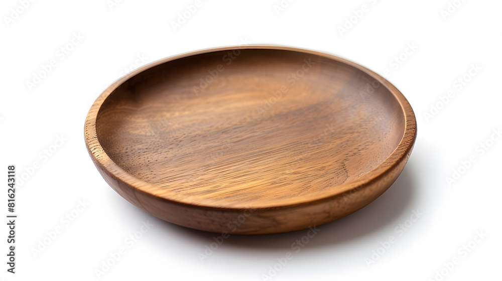Poster wooden plate isolated on white background with a 45 degree angle setup : generative ai