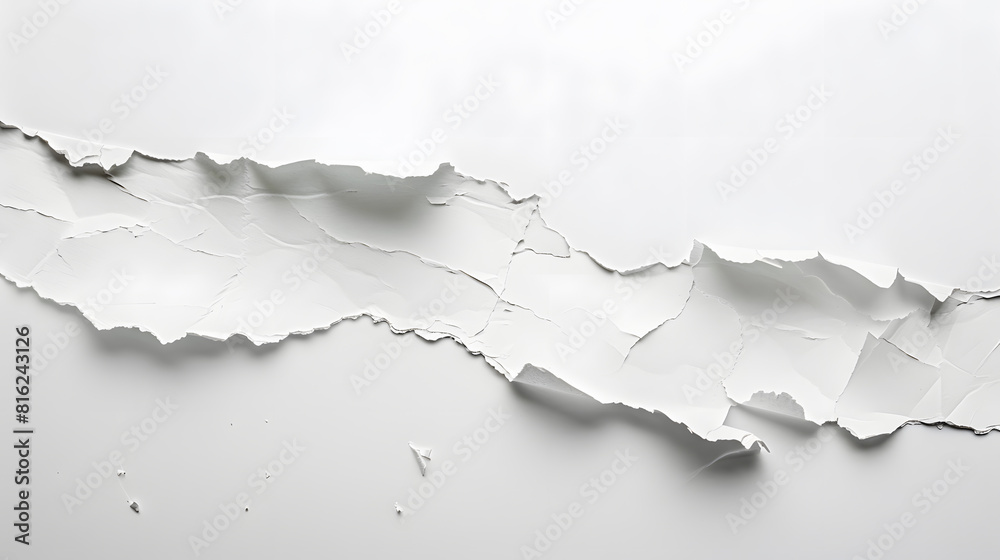 Poster paper with torn edges over white background : Generative AI
