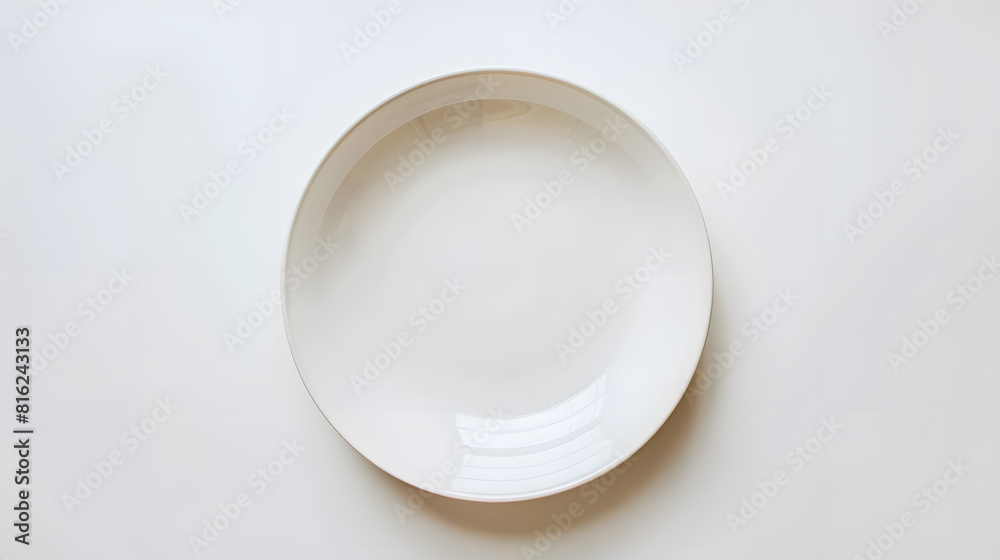 Aufkleber empty ceramic plate isolated on white top view : generative ai