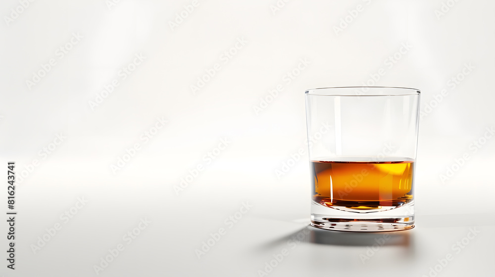 Poster Empty and clean whiskey glass isolated on white background with clipping path : Generative AI
