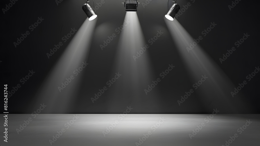 Aufkleber product showcase with spotlight black studio room background use as montage for product display : ge