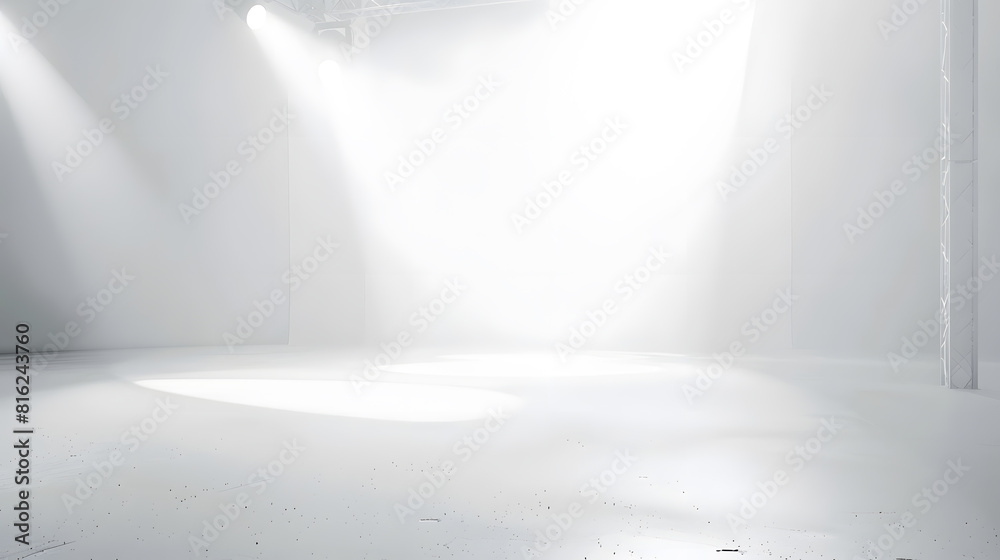 Poster white room background white empty room with spotlights for products and design white studio room : g